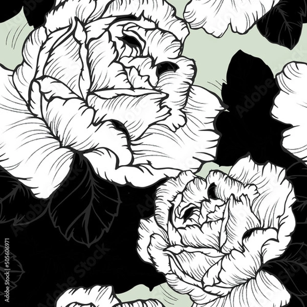 Obraz Beautiful pattern with flowers and leaf.Floral vector illustration. 
