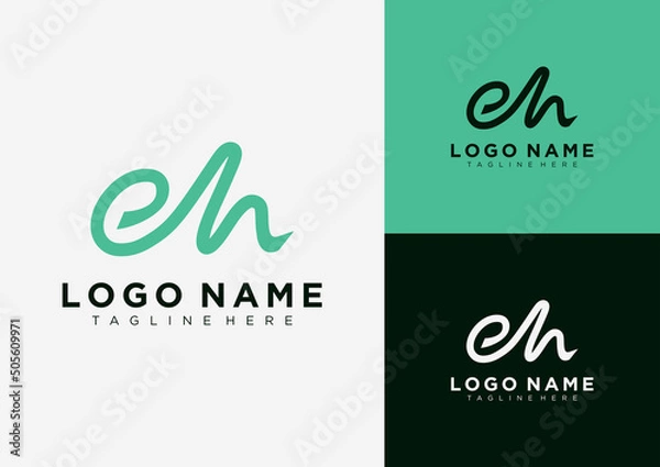 Obraz Letter eh Initial handwriting design logo template.
