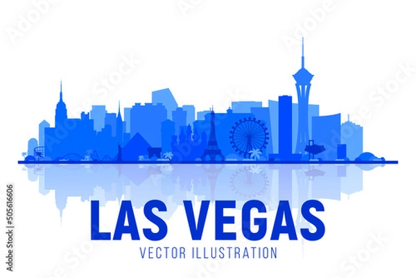 Fototapeta Las Vegas city silhouette skyline on whithe background. Vector Illustration. Business travel and tourism concept with modern buildings. Image for banner or web site