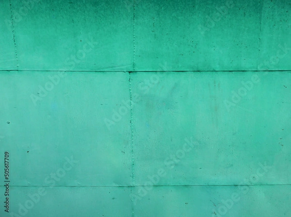 Obraz beautiful background of old solid metal garage wall painted with green paint