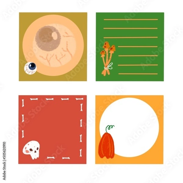 Fototapeta four Halloween-themed stickers for notes. You can use it at school, at university and at work.