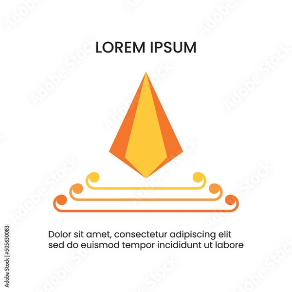 Fototapeta A reverse yellow kite pattern logo with three lines underneath