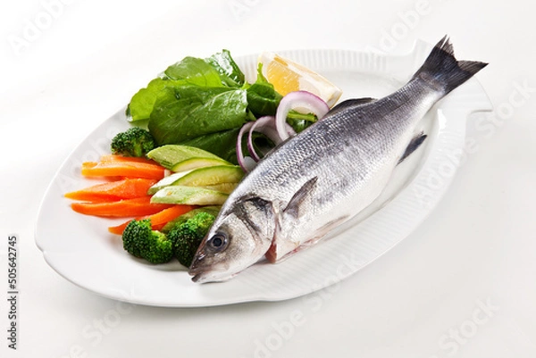 Obraz Fish and mixed vegetables