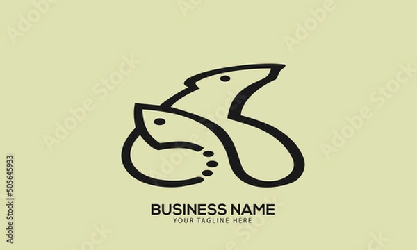 Obraz Alphabet EB or BE mouse fish pet monogram vector logo template