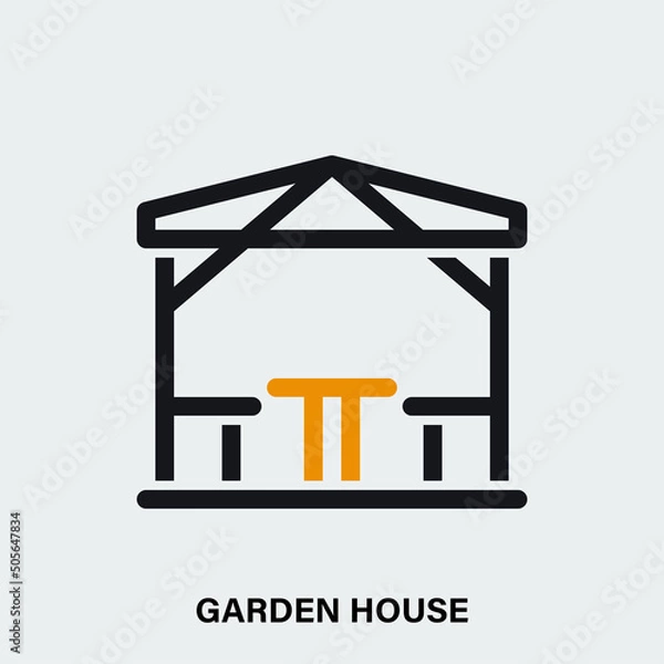 Obraz Garden house linear vector icon on light background. Isolated alcove outline illustration