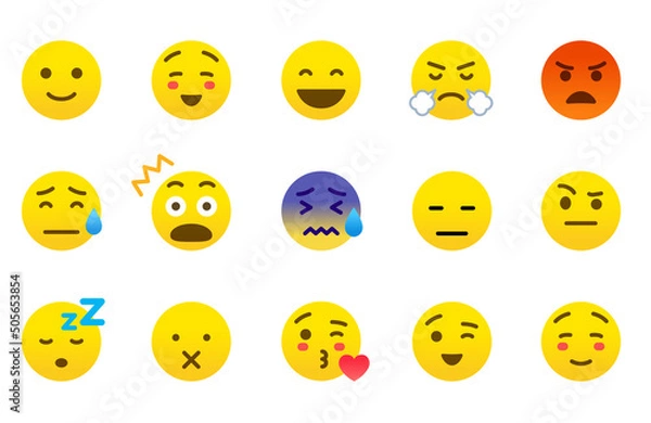 Fototapeta いろいろな表情のスマイリーセット　絵文字