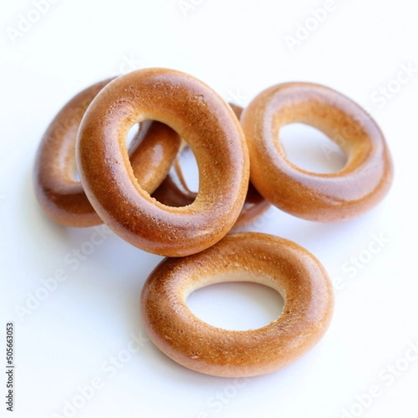 Obraz Sushki isolated on white background. Bread rings.