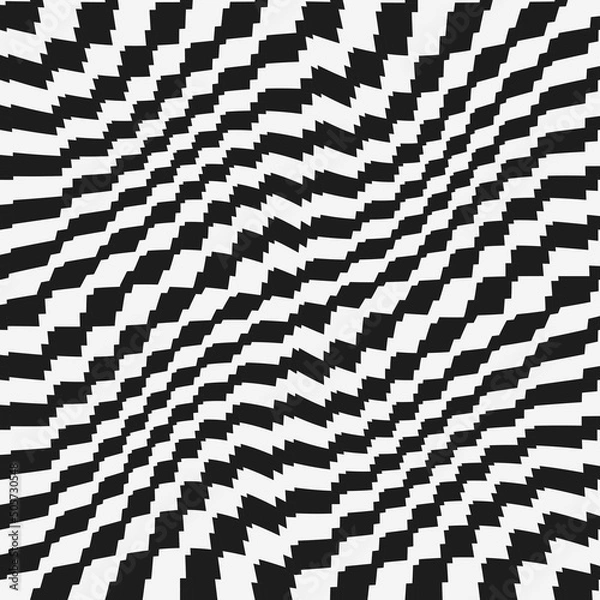 Fototapeta Curved exciting pattern. Checkered black and white dice create a wavy pattern.