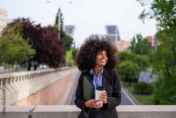 Obraz Woman having a coffee while resting from work