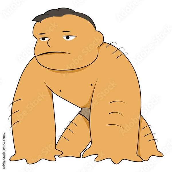 Obraz Ancient man sitting cartoon isolated illustration