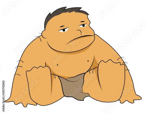 Obraz Ancient man sitting cartoon isolated illustration