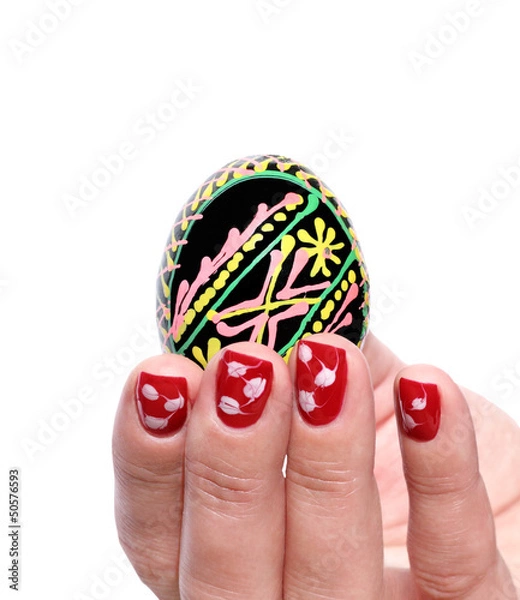 Obraz Painted Easter egg woman hand