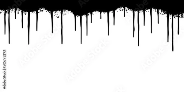 Fototapeta Set of graffiti Spray painted lines and grunge dots isolated on white background. Black ink splatter lines and drops on the wall vector illustration.