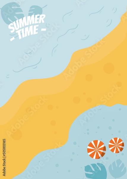 Fototapeta Summer holiday banner background template. leaves on orange and pink color background. suitable for poster, flyer, social media feed and backdrop.