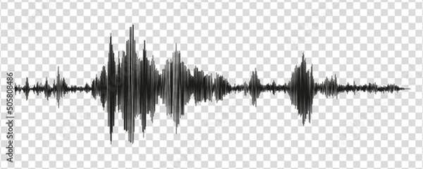 Fototapeta Seismograph measurement or lie detector graph. Seismic measurements with data record. Vector illustration isolated in transparent background