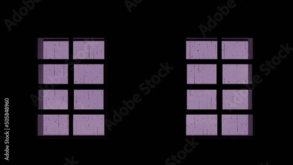 Fototapeta Window view with heavy rain and lightning. 4K loop render animation
