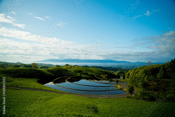 Obraz 扇棚田　熊本県産山村