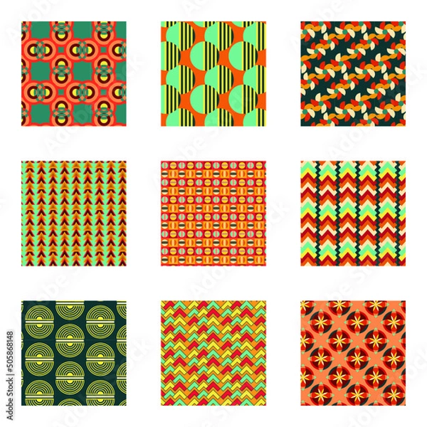 Fototapeta Trendy Collection of Groovy and Funky Patterns Art