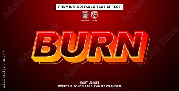 Fototapeta burn editable text effect