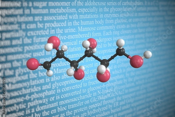 Fototapeta Mannose scientific molecular model, 3D rendering