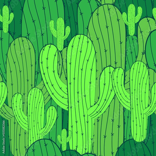 Fototapeta Vector seamless pattern with cactus