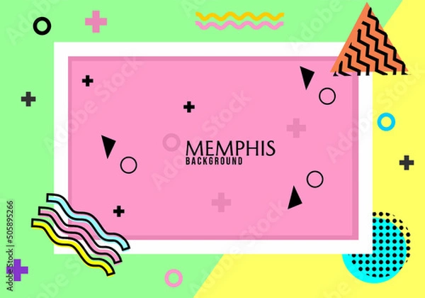 Obraz cover design template with pink memphis theme background