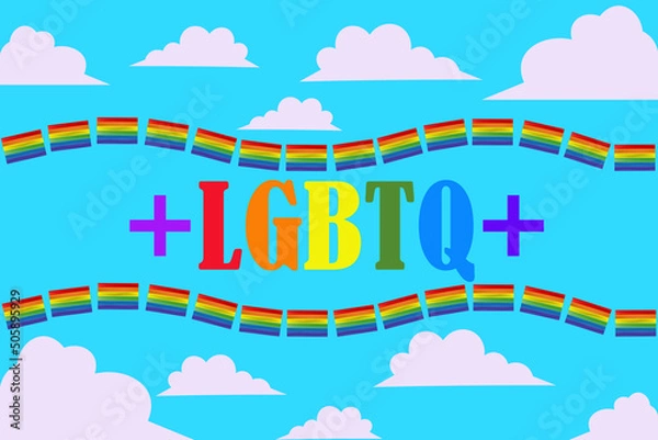Obraz Little Cloudy Sky Background Vector The cover is a message card on the lgbtq day festival.