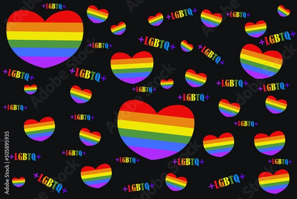 Obraz Black Background Vector With Logo LGBT, and the text alternates between small and large.