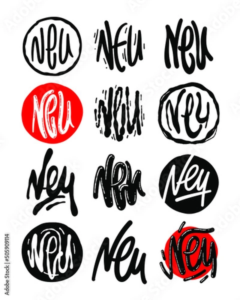 Fototapeta NEW labels, icons and stickers. Hand draw vector illustration.