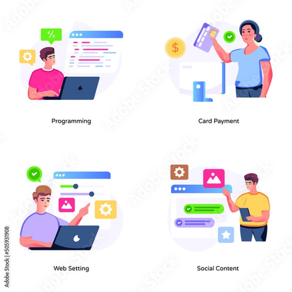 Fototapeta Modern Illustrations In Flat Characters 