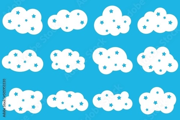 Obraz Clouds and stars icon set. Vector illustration.