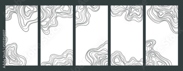 Fototapeta Abstract vector set of topographic map design elements.Design for invitation, cover, flyer, card. Template contour map concept.
