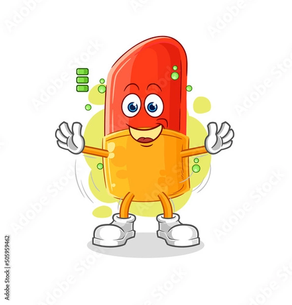 Fototapeta lipstick full battery character. cartoon mascot vector