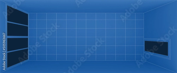 Fototapeta Empty room mockup plan 3d space