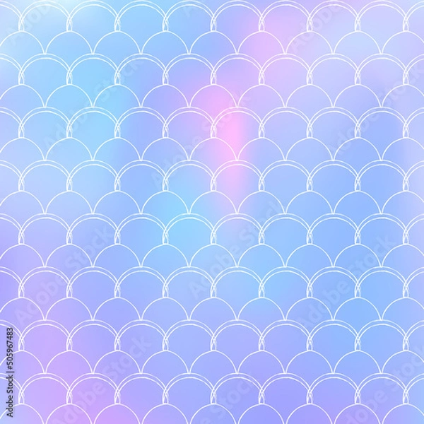 Fototapeta Gradient mermaid background with holographic scales.