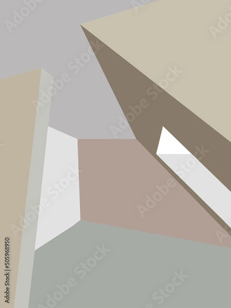 Fototapeta Interior in the perspective of a complex volume