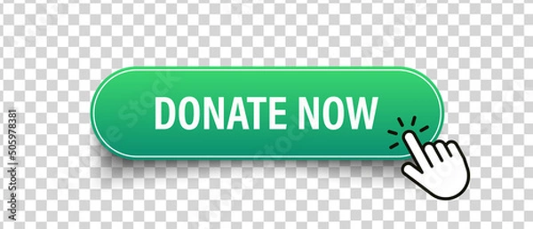 Fototapeta Donate now three-dimensional square button isolated on white background