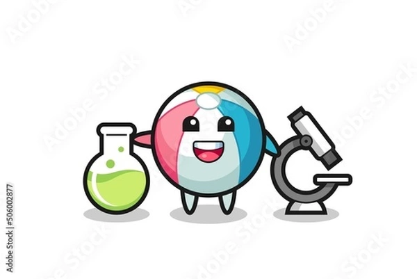 Fototapeta Mascot character of beach ball as a scientist