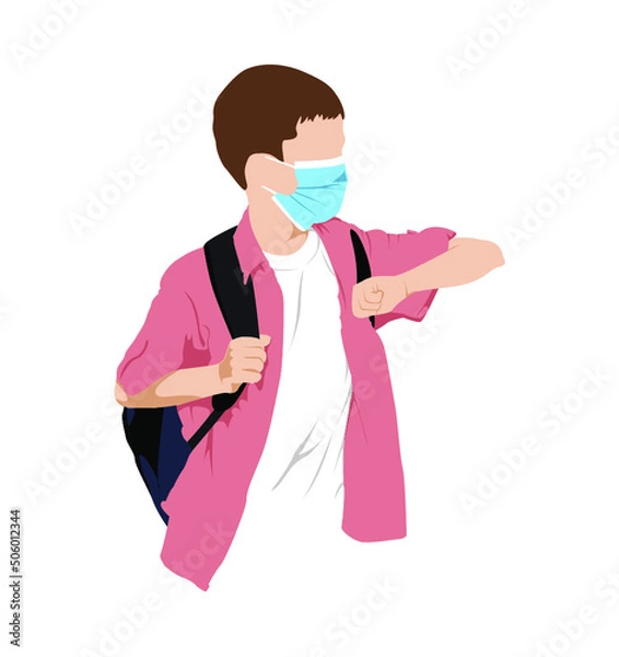 Fototapeta illustration boy back to school