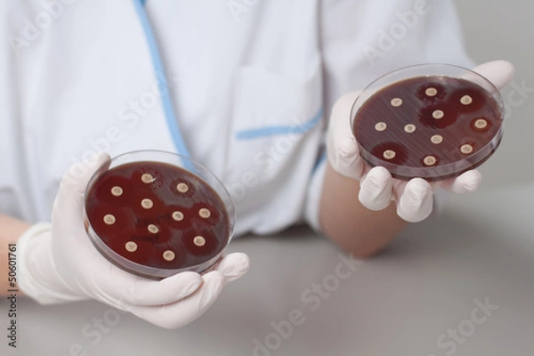 Obraz Lab scientist with petri dish