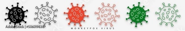 Obraz Set icon sign monkeypox with shadow. Pox virus concept. Vector illustration
