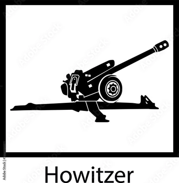 Obraz Vector isolated illustration Howitzer silhouette