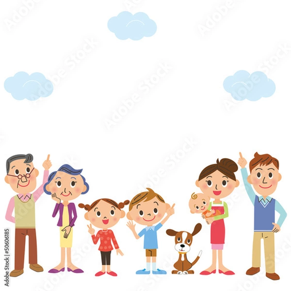 Obraz 空を見上げる家族