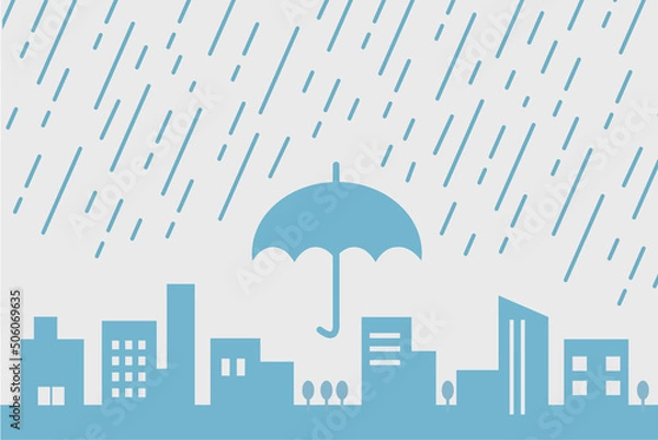 Fototapeta 雨の街イラスト