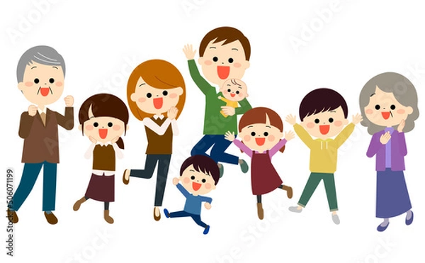 Fototapeta 大喜びしている大家族