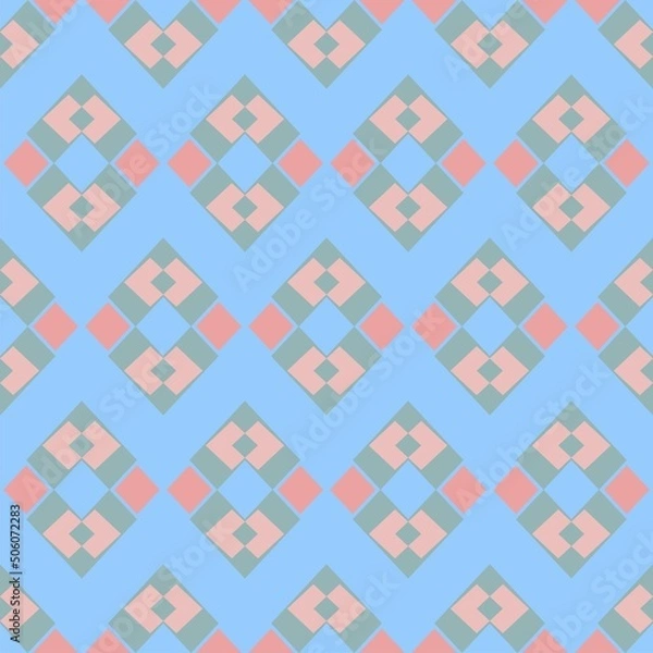 Fototapeta Diamond and geometric shapes vector seamless repeat pattern