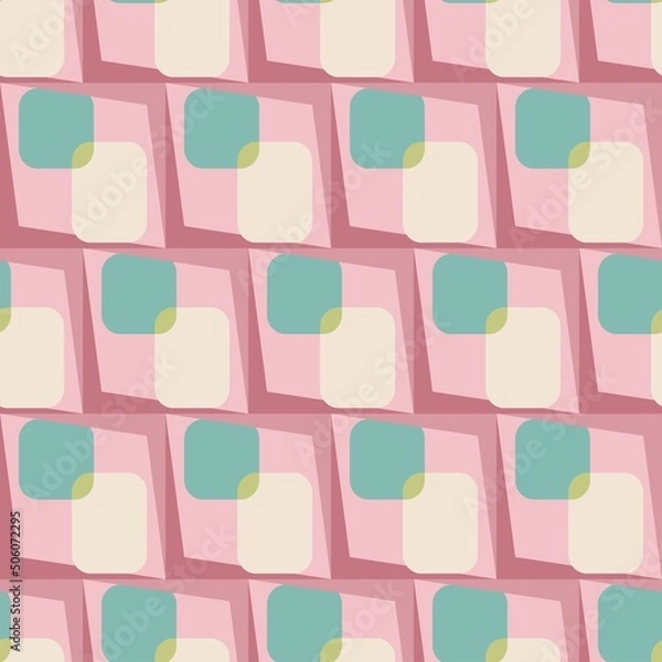 Fototapeta pink and blue geometric shapes vector repeat pattern