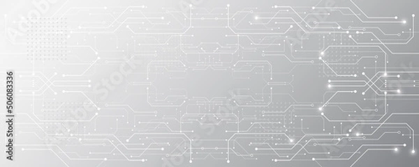 Obraz Grey white Abstract technology background, Hi tech digital connect, communication, high technology concept, science background