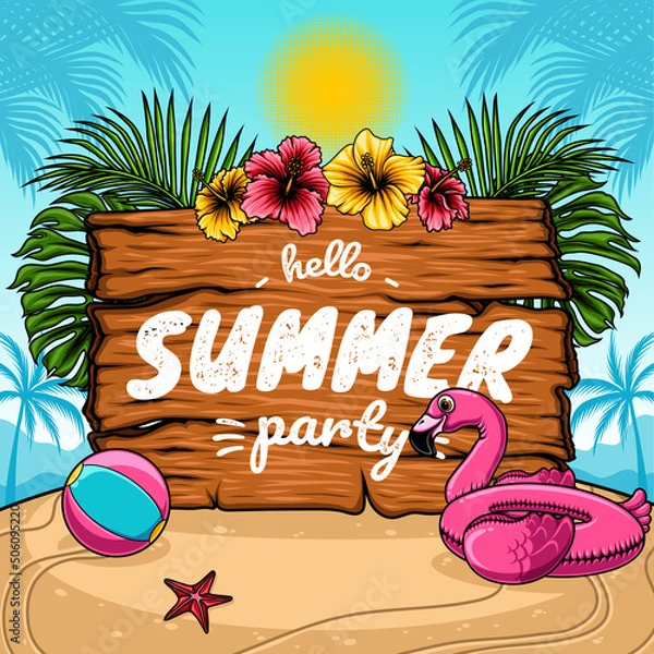 Obraz summer wooden sign vector illustration