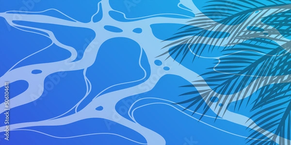Obraz Water surface background with palm leaf silhouette.